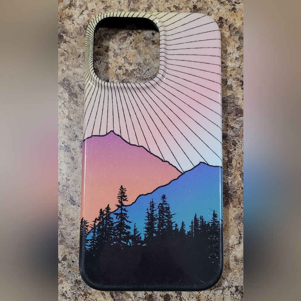Pink and Blue Mountain iPhone 14 Pro Max Case with Protective Design